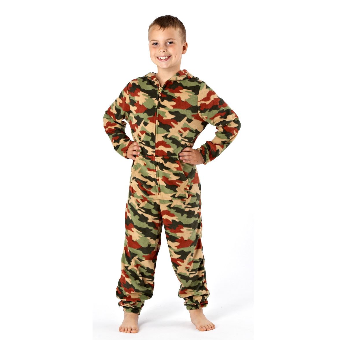 Nifty Kids Camo Print Hooded Onesie - Green
