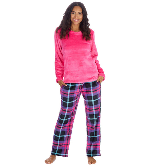 Forever Dreaming Womens Fleece Pyjamas - Purple Check