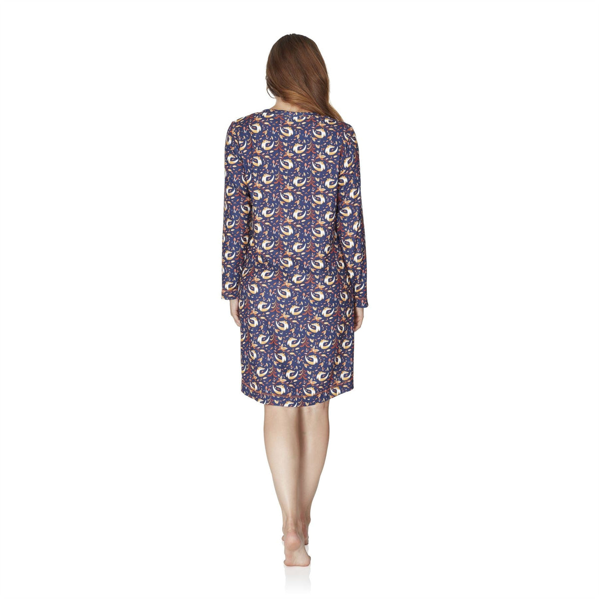 Wysteria Lane Womens Jersey Knit Long Sleeve Nightdress - Navy Wysteria Lane