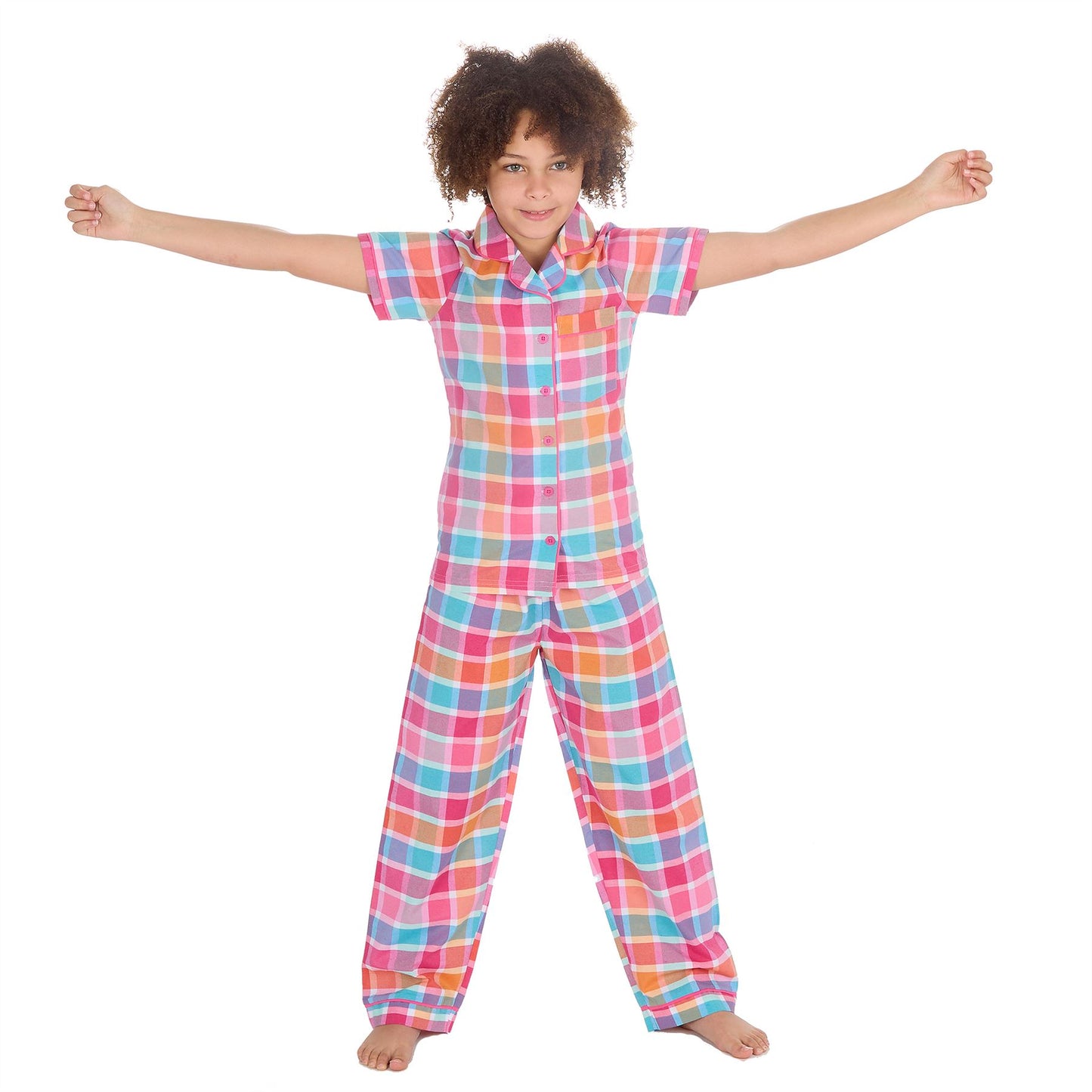 Forever Dreaming Girls Yarn Dyed Woven Check Pyjamas - Mint