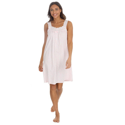 Cottonique Sleeveless Pastel Spot Nightdress - Pink Cottonique