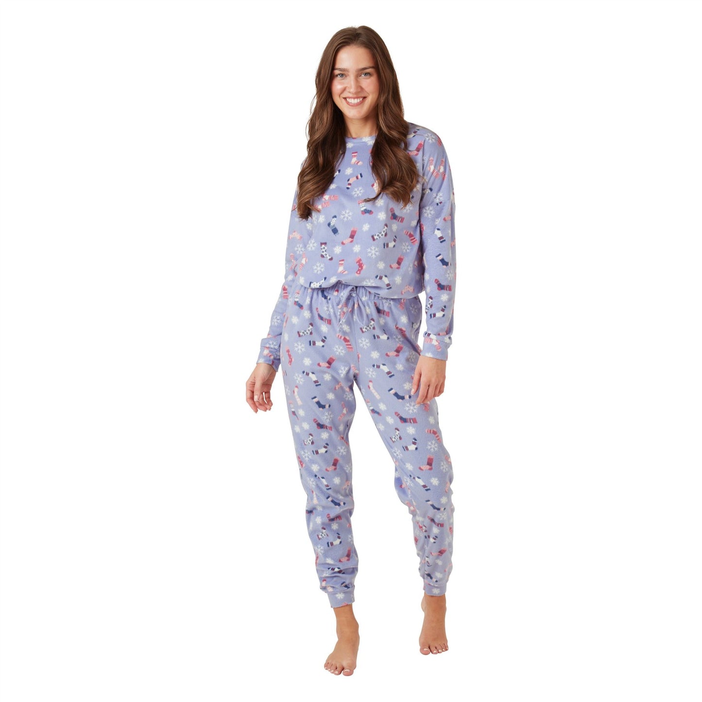 Indigo Sky Womens Sock Print Fleece Pyjamas - Blue