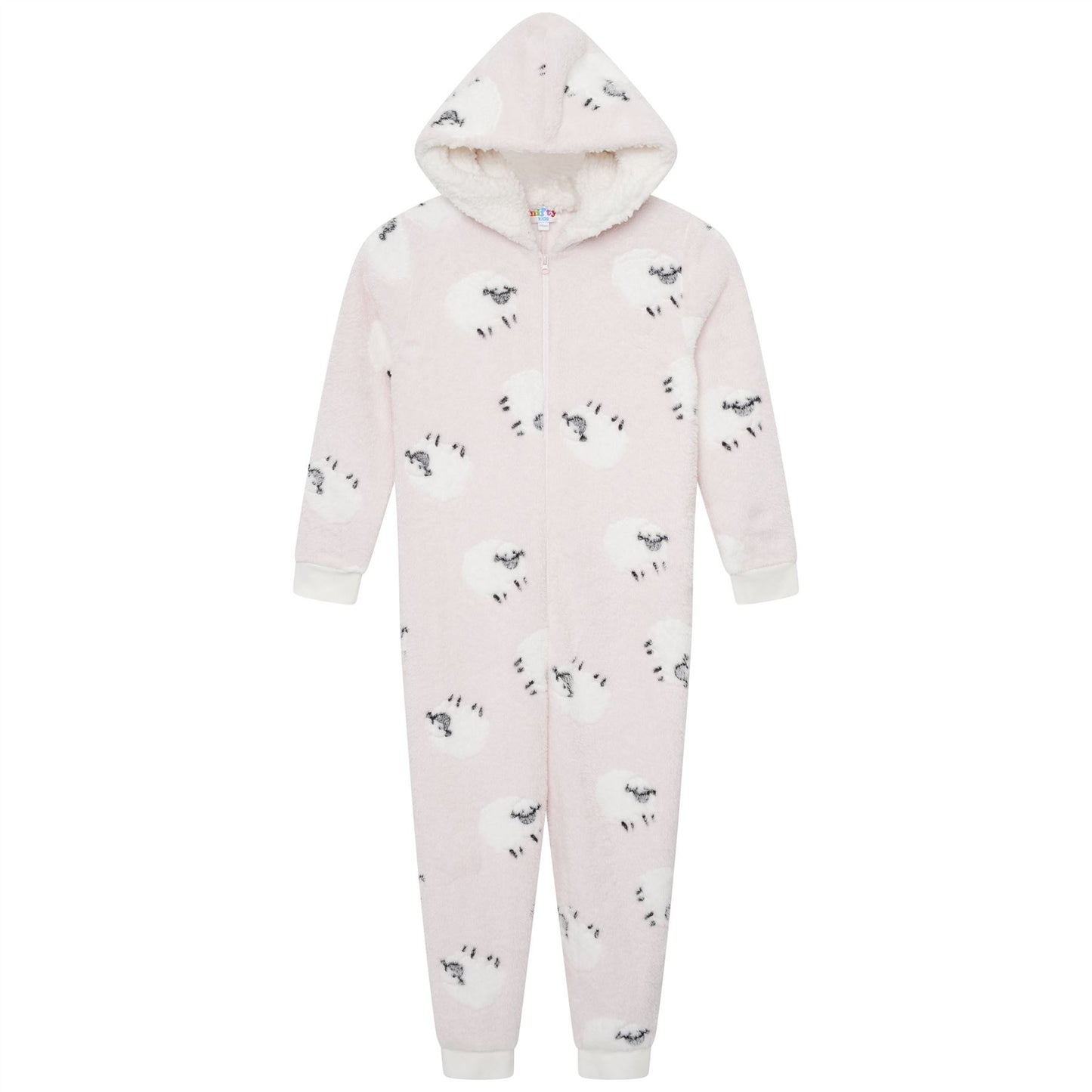 Nifty Kids Sheep Fleece Onesie - Pink/White