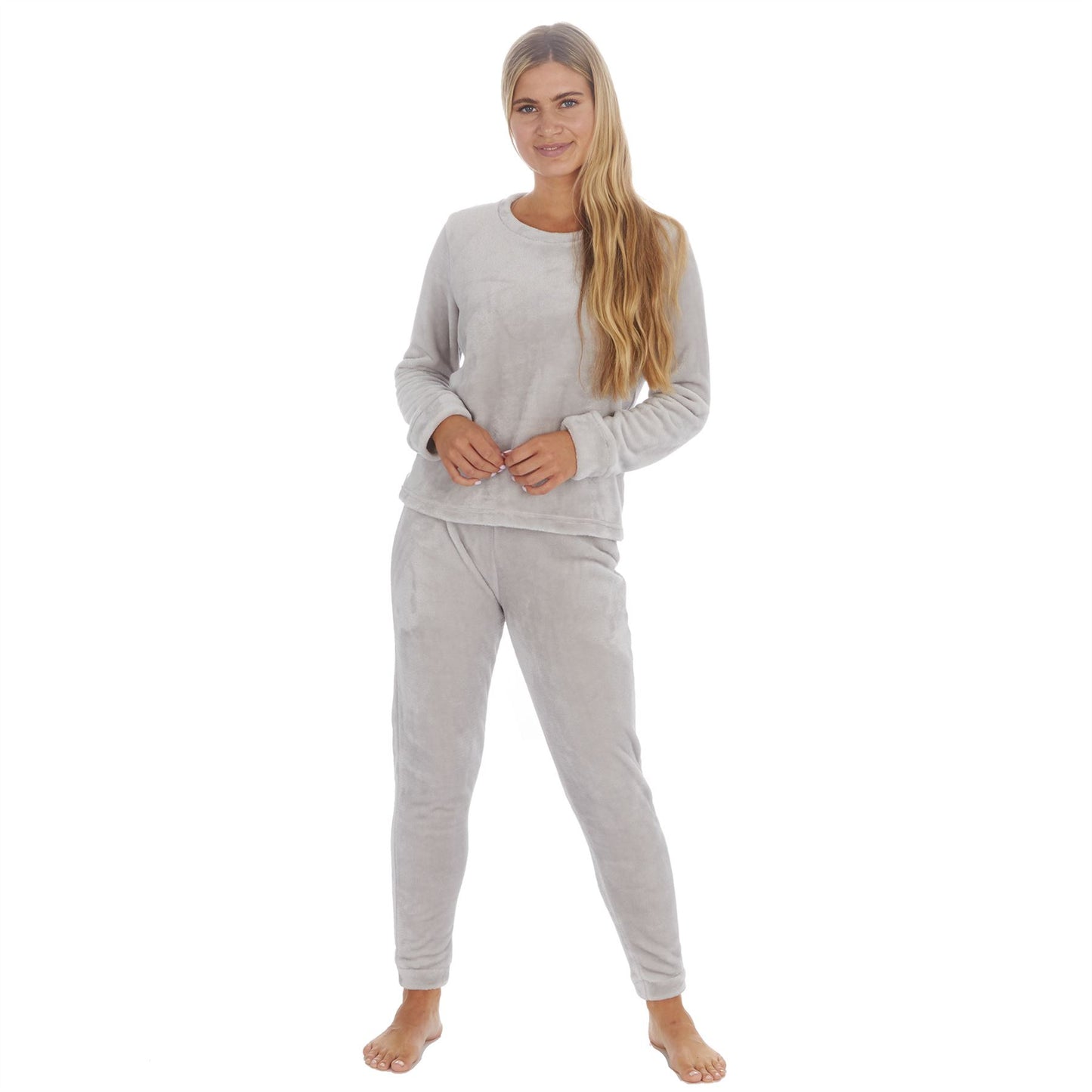 Forever Dreaming Womens Shimmer Flannel Fleece Pyjama Set - Grey