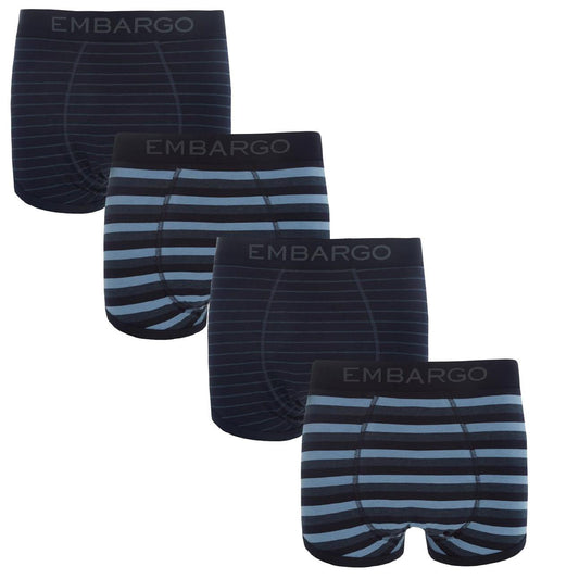 Embargo Mens Hipster Trunks (4 Pack) - Navy Stripe