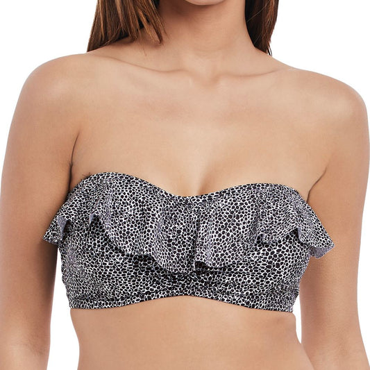 Freya Run Wild Frill Bandeau Bikini Top - Black