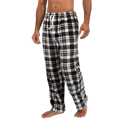 Cargo Bay Mens Check Fleece Lounge Pants - Black Cargo Bay