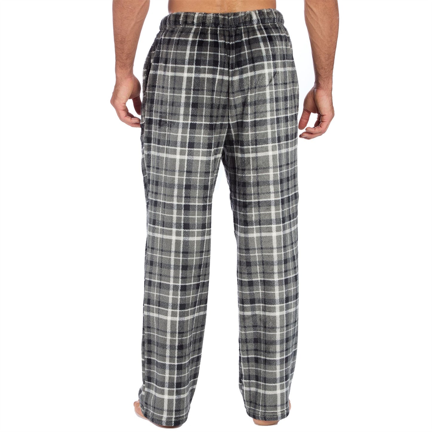 Cargo Bay Mens Fleece Lounge Pants - Grey Check
