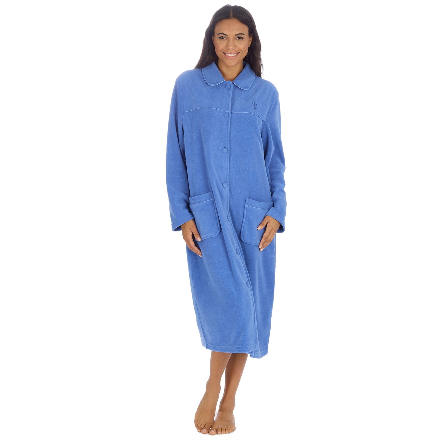 Countess Christie Longer Length Button Housecoat - Blue