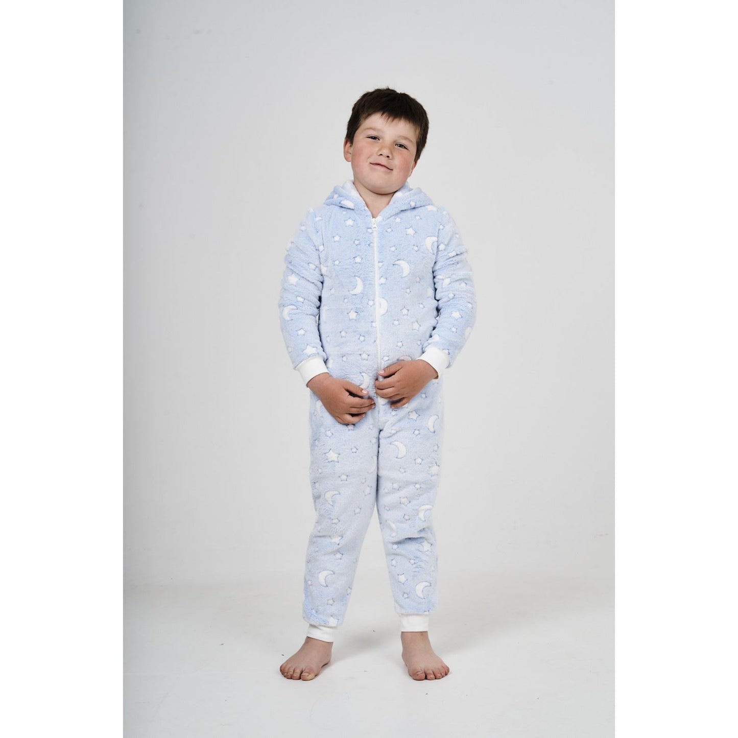 Nifty Kids Moon/Stars Fleece Onesie - Blue