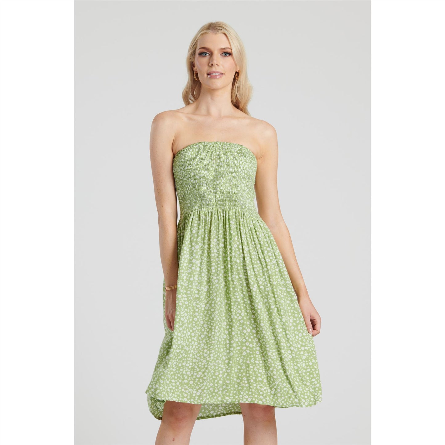 Pistachio Ditsy Floral 3 In 1 Dress - Green