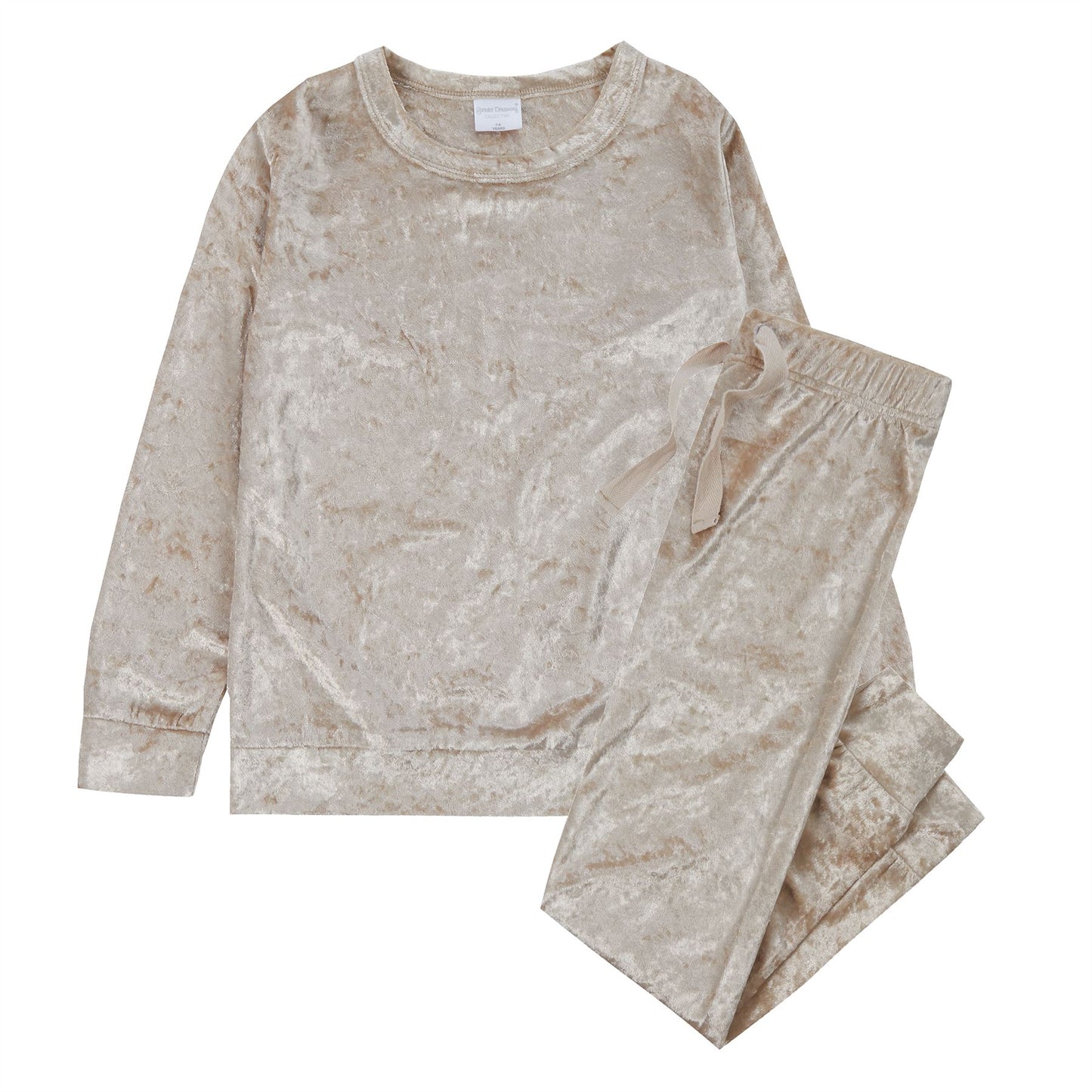 Forever Dreaming Girls Crushed Velvet Pyjamas - Gold