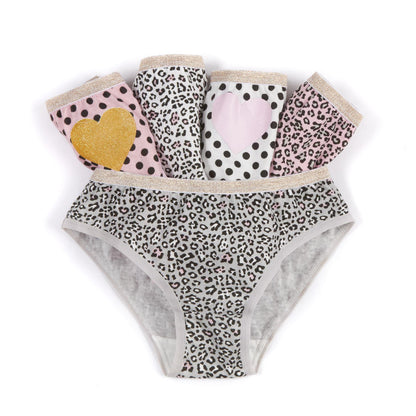 4Kidz Girls Briefs (5 Pack) - Leopard/Spots (2-6 Years)