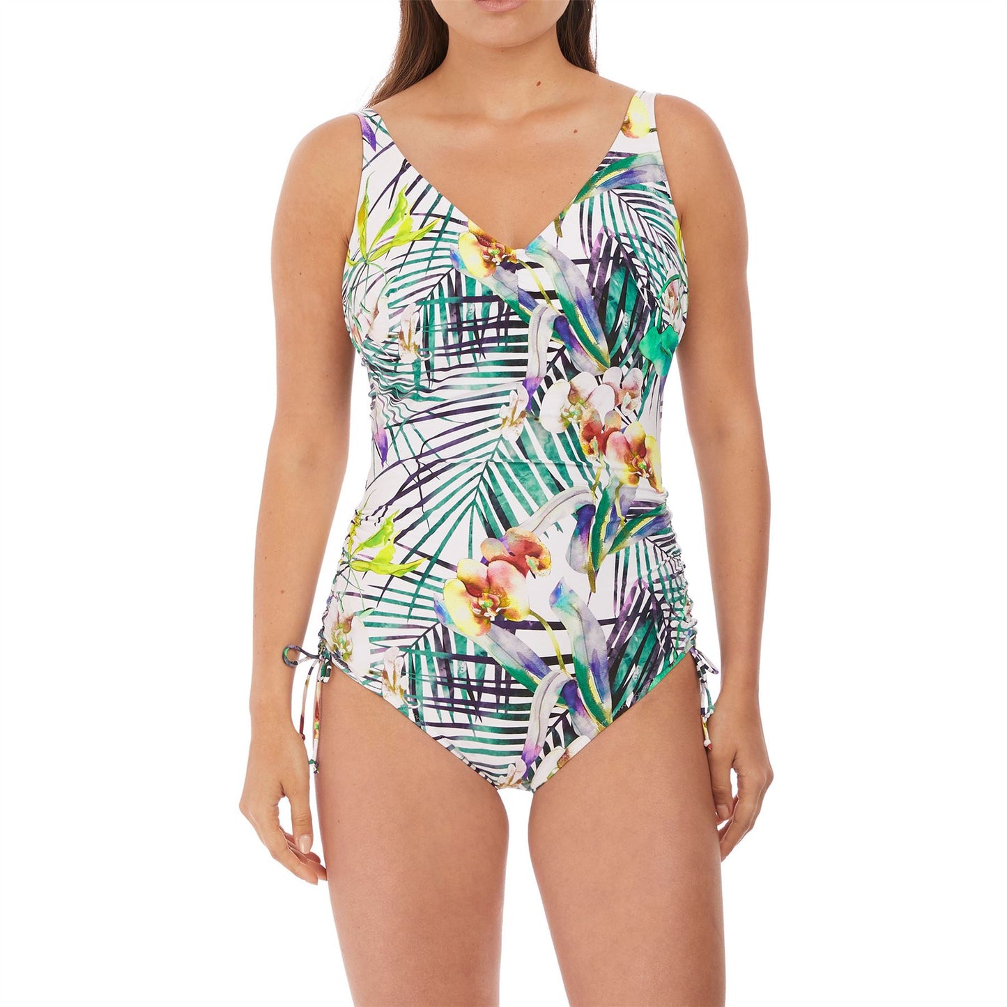 Fantasie Playa Blanca V Neck Adjustable Leg Swimsuit - Multi