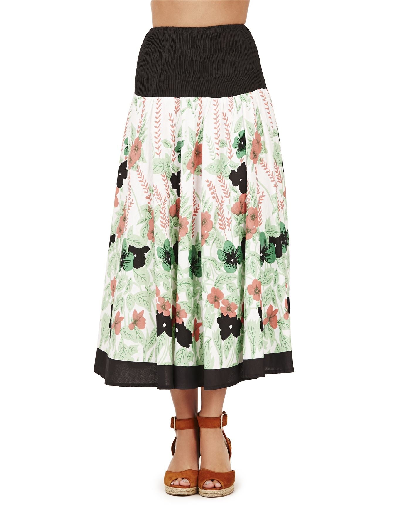 Pistachio Floral Print 2 in 1 Dress/Skirt - Black