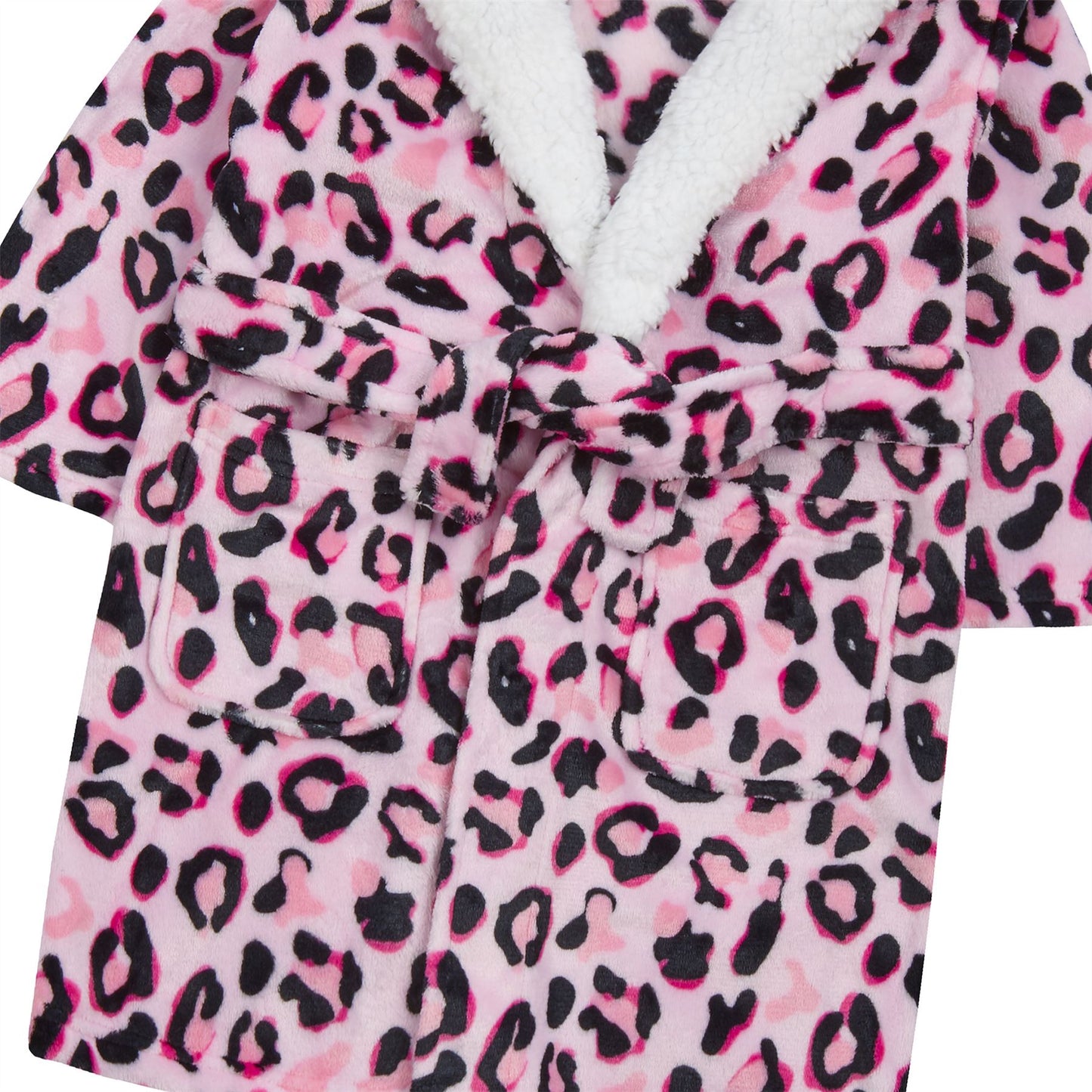 Minikidz Kids Leopard Print Hooded Fleece Robe - Pink