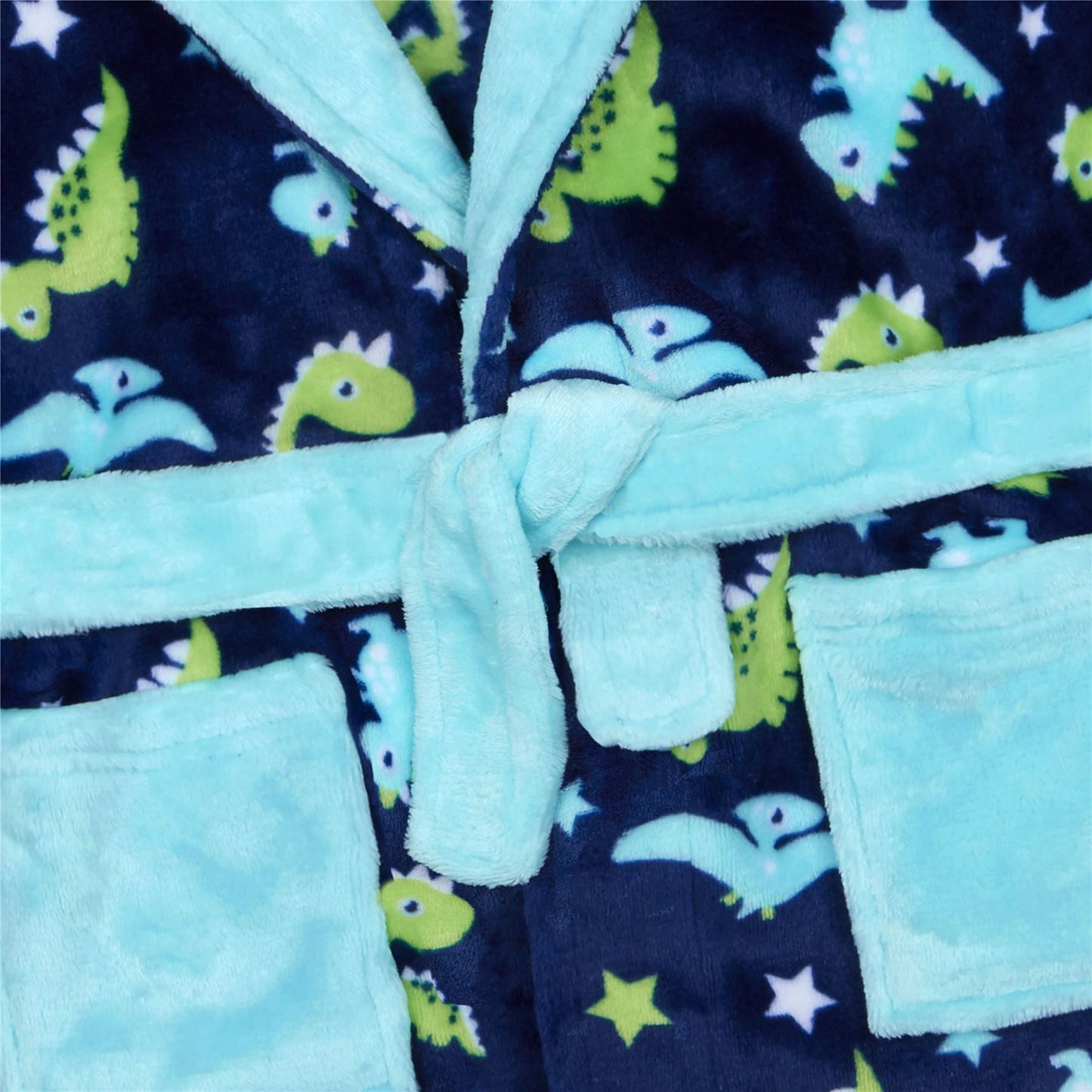 Minikidz Boys Dinosaur Print Fleece Robe - Blue MiniKidz