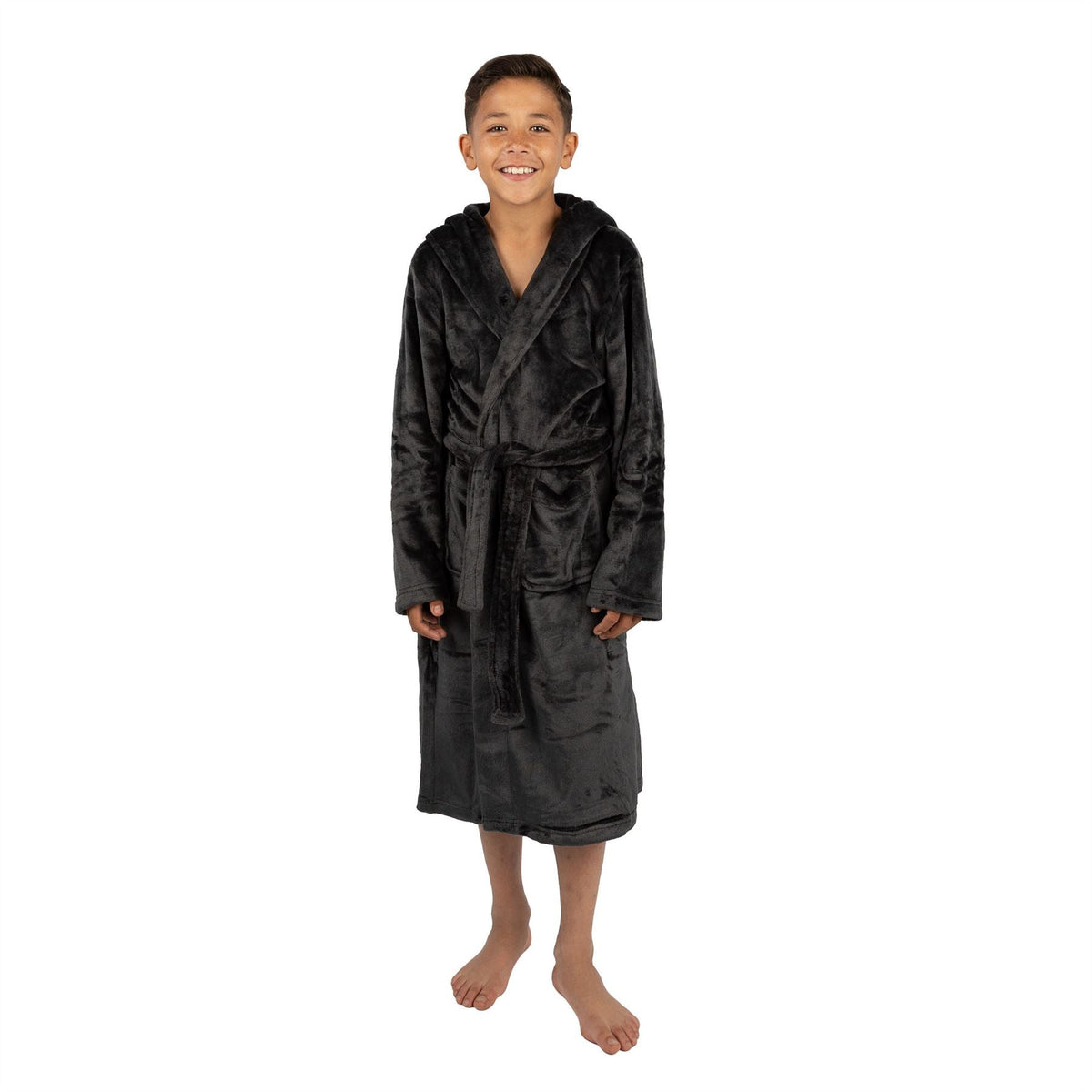 Cargo Bay Boys Plush Fleece Robe - Charcoal Cargo Bay