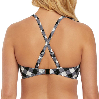 Freya Totally Check High Apex Plunge Bikini Top - Monochrome