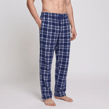 Gaubert Mens Check Fleece Lounge Pants (2 Pack) - Red/Blue Gaubert
