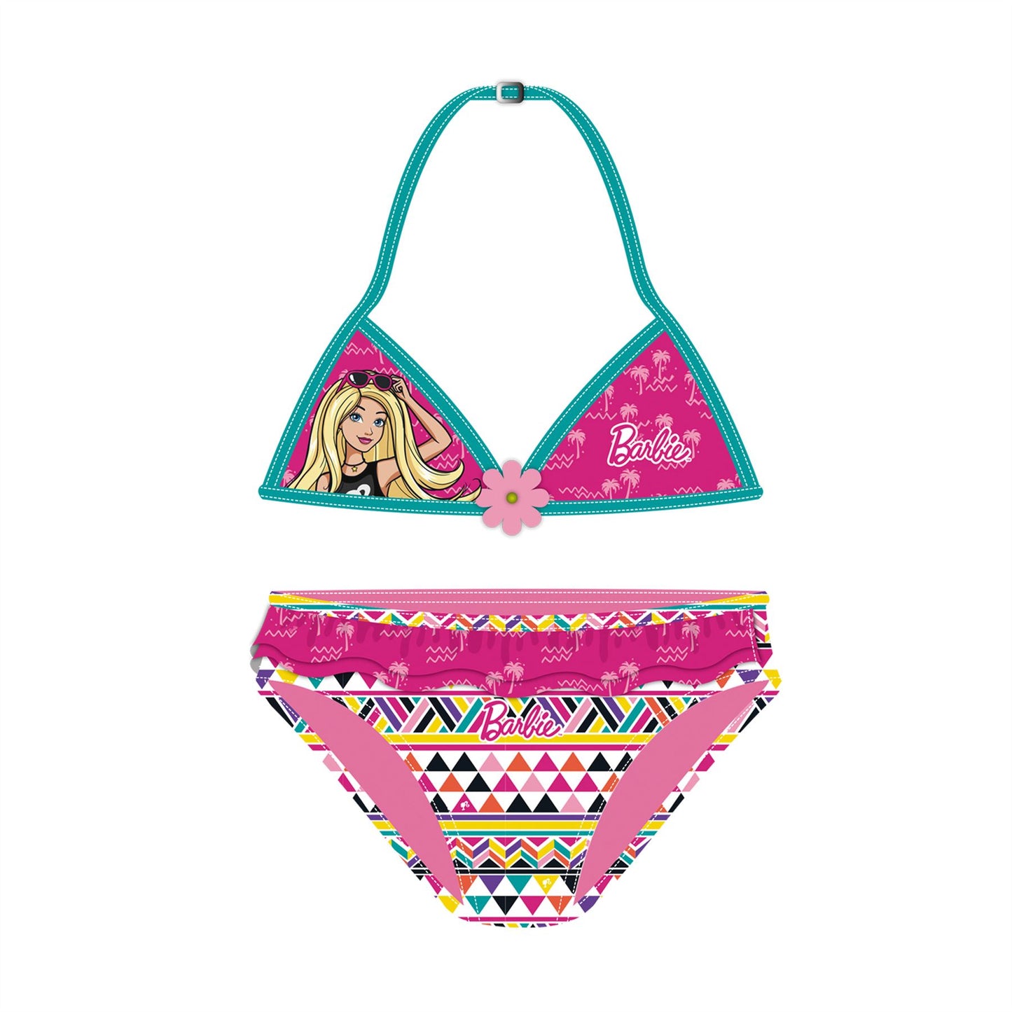 Girls Barbie Geometric Bikini Set - Pink/Aqua