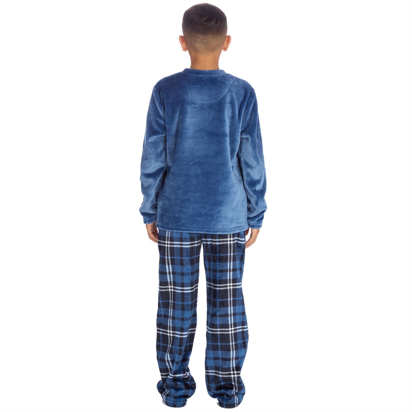 Cargo Bay Kids Fleece Pyjamas - Denim/Denim Check
