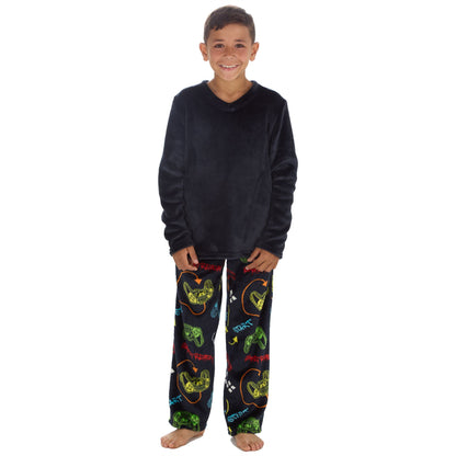 Cargo Bay Kids Fleece Gaming Pyjamas - Navy/Multi