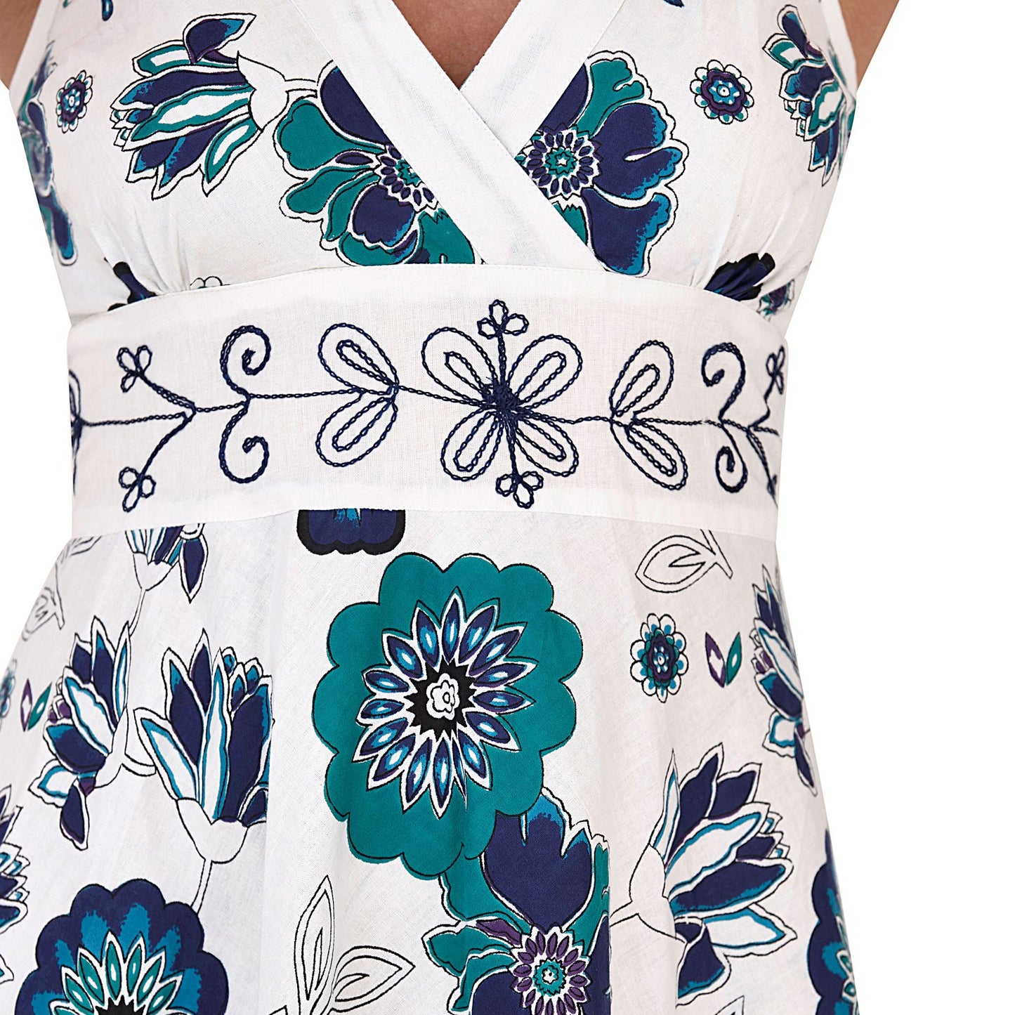 Pistachio Embroidered Crossover Dress - Green