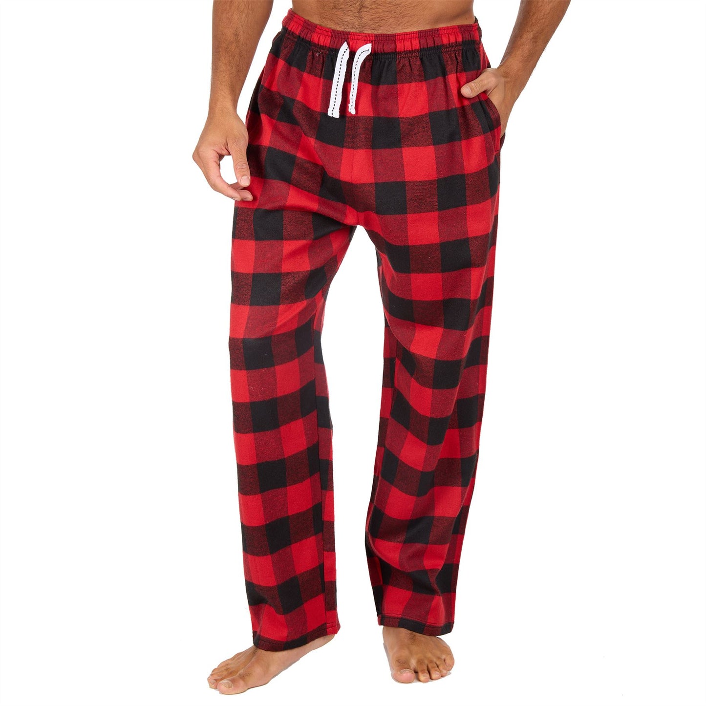 Cargo Bay Mens Check Flannel Lounge Pants - Red/Black