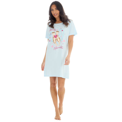 Forever Dreaming 'Otterly Adorable' Womens Nightdress - Ice Blue