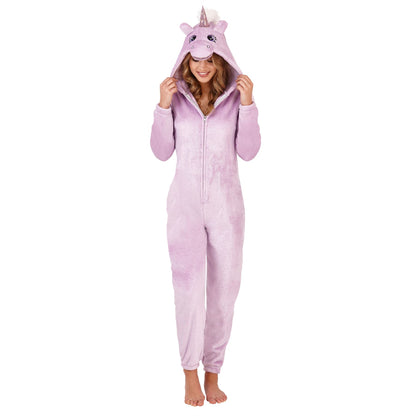 Loungeable Womens Sparkle Unicorn Fleece Onesie - Lilac