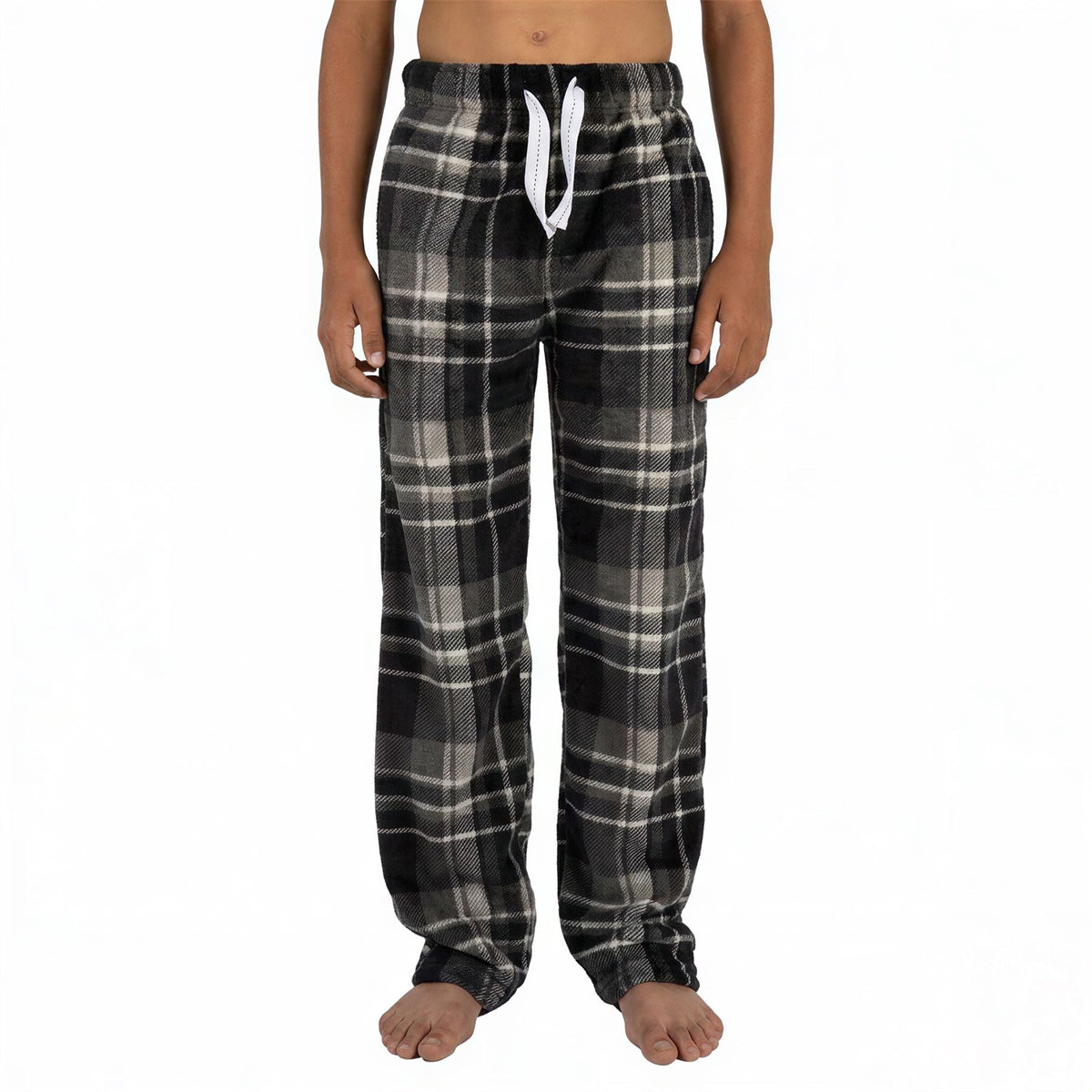 Cargo Bay Boys Fleece Lounge Pants - Charcoal Grey Check Cargo Bay