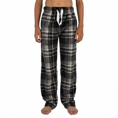 Cargo Bay Boys Fleece Lounge Pants - Charcoal Grey Check Cargo Bay