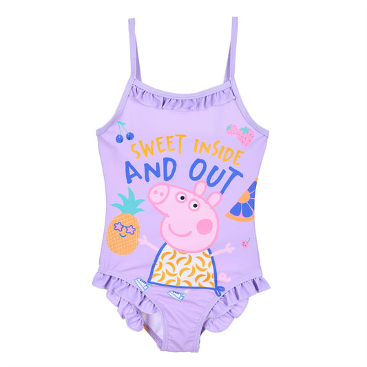 Girls Peppa Pig 'Sweet Inside and Out' Swimsuit - Lilac