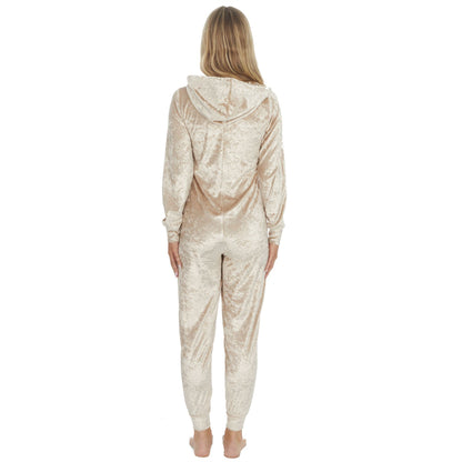 Forever Dreaming Womens Crushed Velvet Onesie - Gold