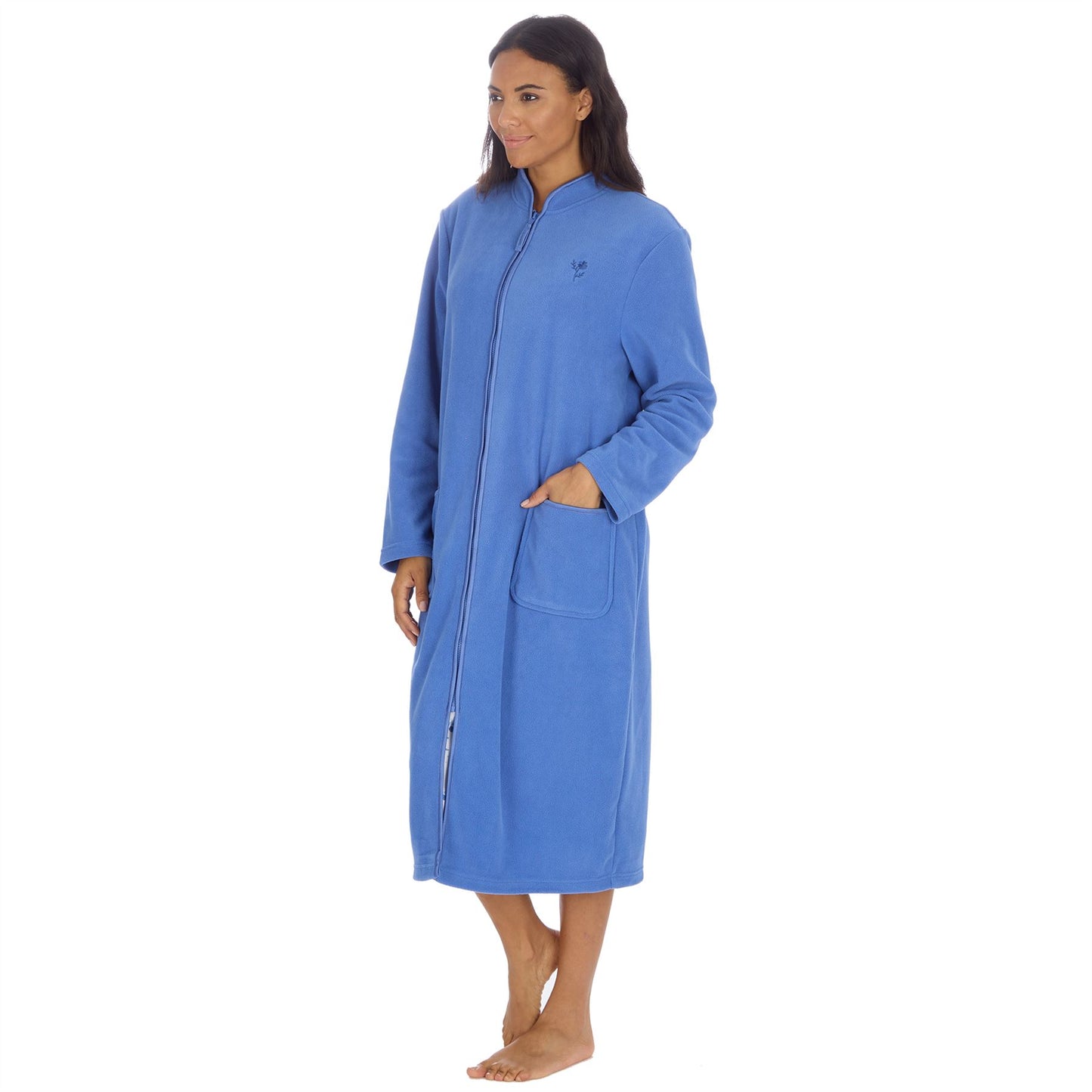 Countess Christie Longer Length Zip Housecoat - Blue