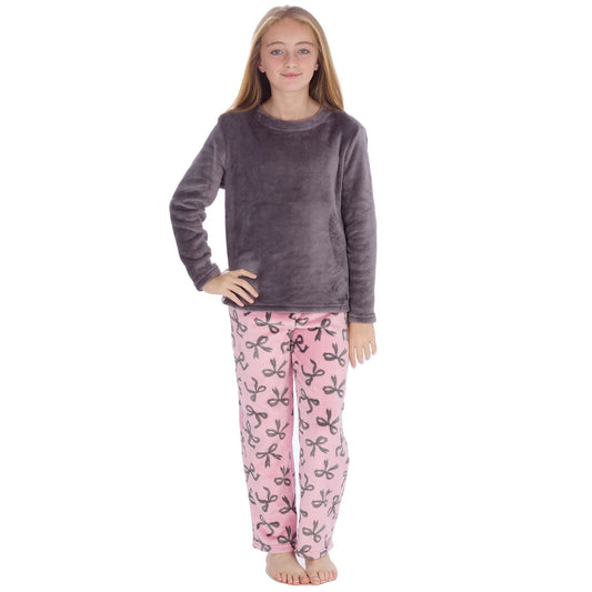 Forever Dreaming Kids Fleece Pyjamas - Pink/Silver Bows
