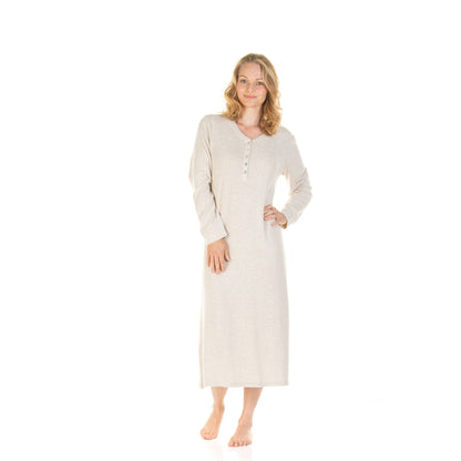 La Marquise Womens Lush Lounge Long Sleeve Nightdress - Beige