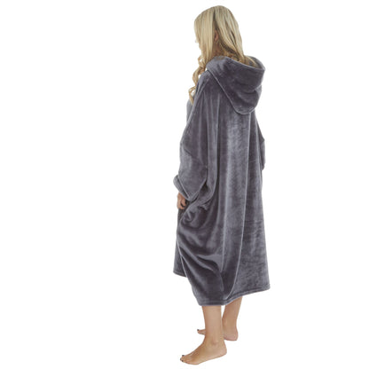 Forever Dreaming Womens Luxury Shimmer Fleece Hoodie - Charcoal