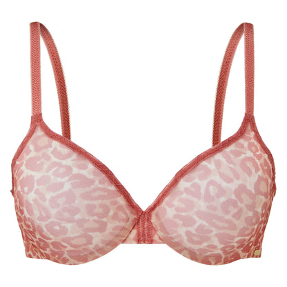 Gossard Glossies Leopard Sheer Bra - Blush Print
