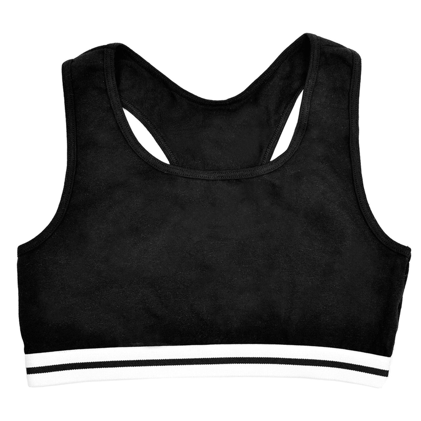 Girls Racer Back Crop Tops (2 Pack) Black/White