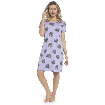 Follow That Dream Womens Heart Print Nightie - Lavender