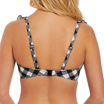 Freya Totally Check High Apex Plunge Bikini Top - Monochrome