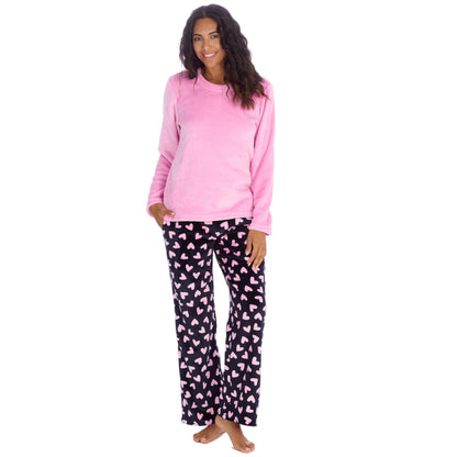 Forever Dreaming Womens Fleece Pyjamas - Dark Navy Hearts