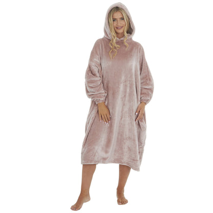 Forever Dreaming Womens Luxury Shimmer Fleece Hoodie - Champagne Pink