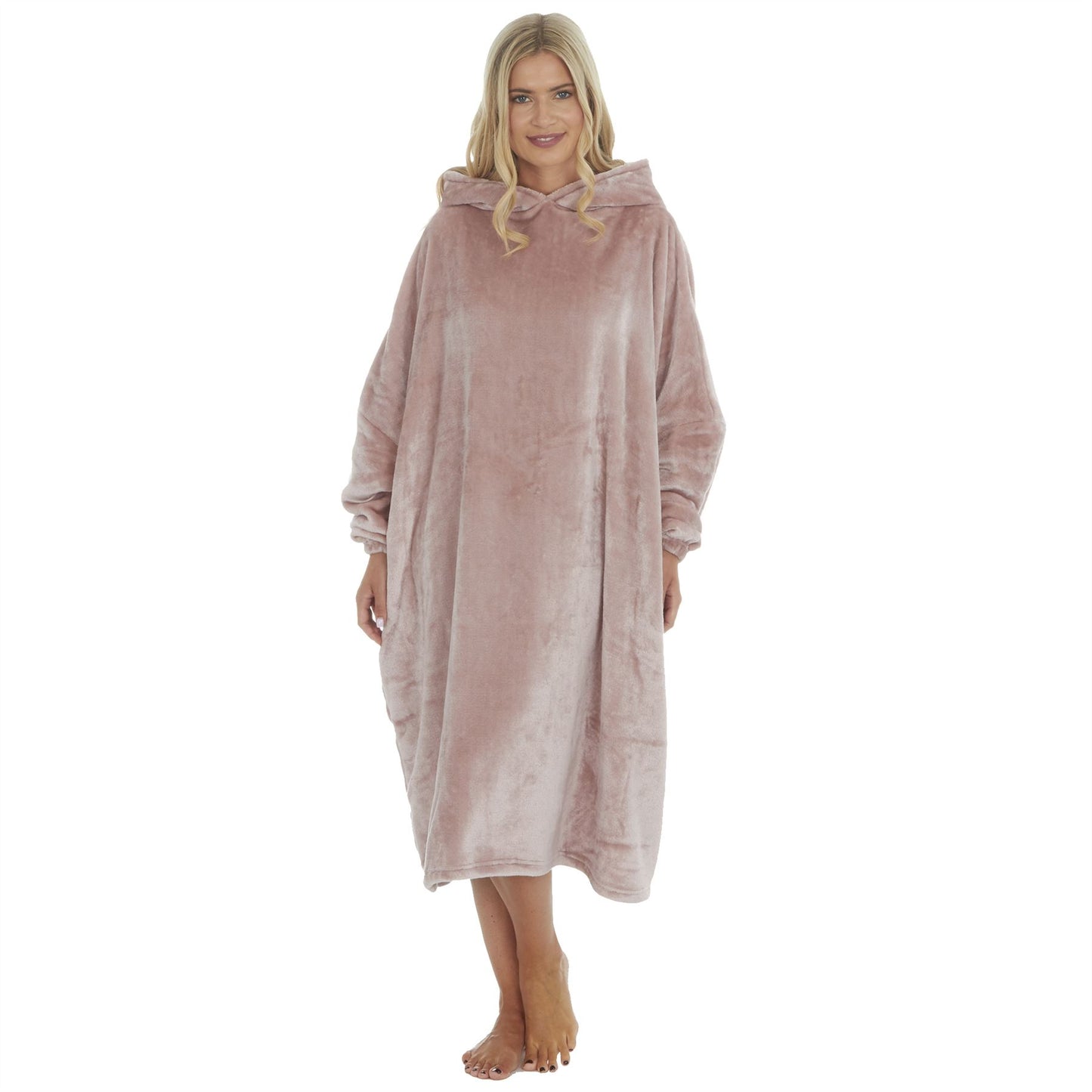 Forever Dreaming Womens Luxury Shimmer Fleece Hoodie - Champagne Pink