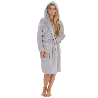 Forever Dreaming Womens Fleece Hooded Robe - Grey (S-XL)