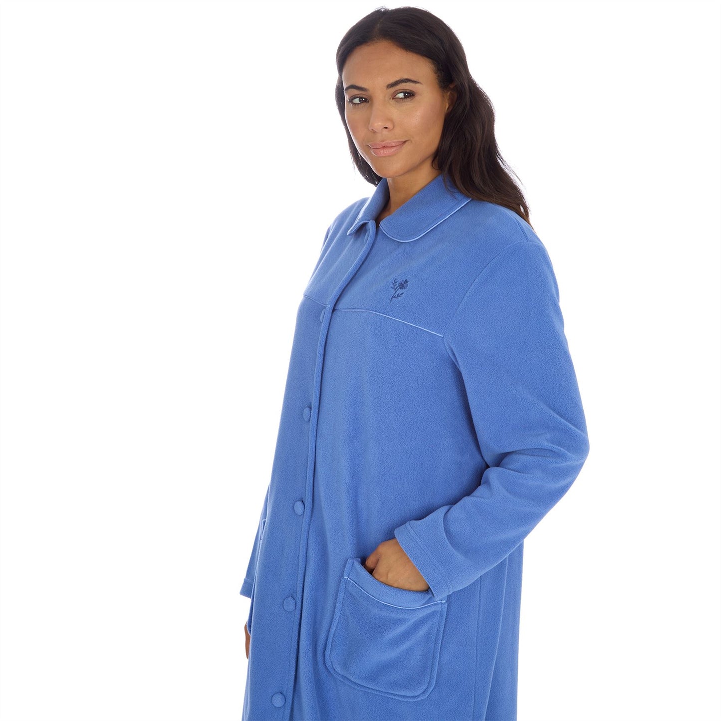 Countess Christie Longer Length Button Housecoat - Blue