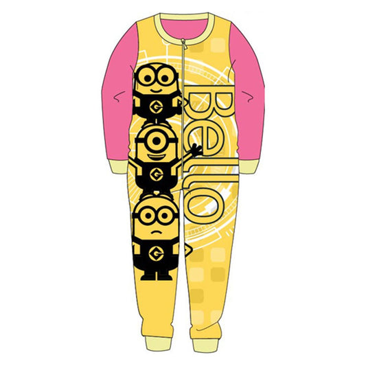 Kids Minions Microfleece Onesie - Pink/Yellow