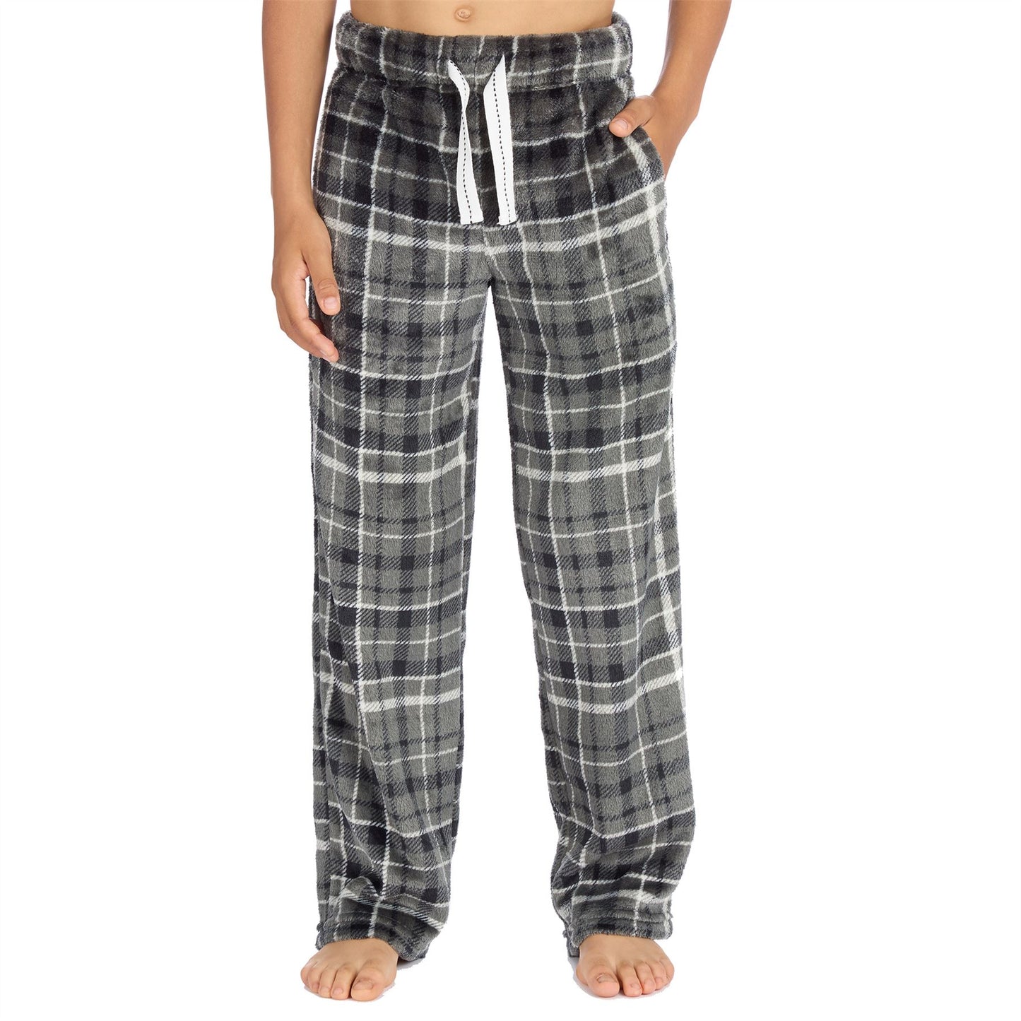 Cargo Bay Boys Fleece Lounge Pants - Grey Check